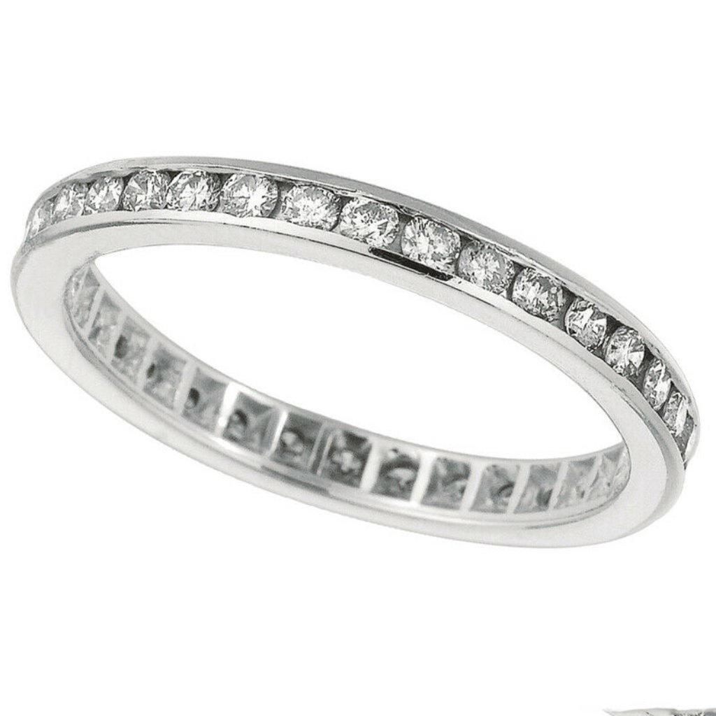 100 Ct Natural Round Cut Channel Set Diamond Ring
